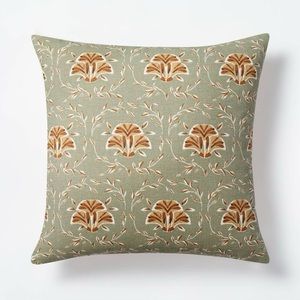 ISO Threshold Studio Mcgee Floral Printed Square Throw Pillow Green/Brown